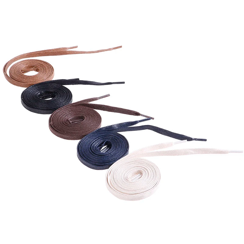 1Pair Waxed Flat Shoelaces Leather Waterproof Casual Shoes Laces Unisex Boots Shoelace Length 60 80 100 120 140 160 180CM P3