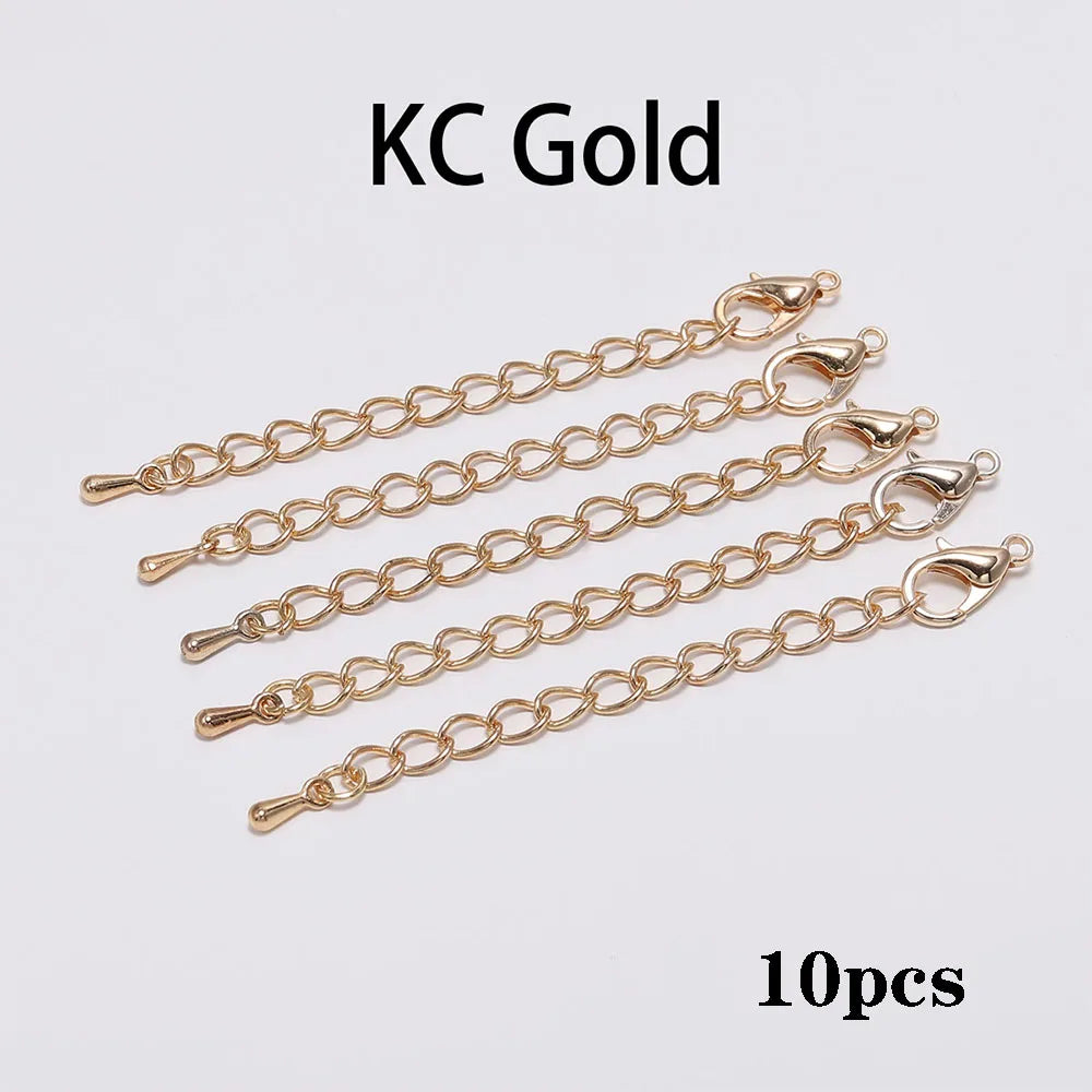 10pcs/lot 50 70mm Tone Extended Extension Tail Chain Lobster Clasps Connector For DIY Bracelet Necklace Jewelry Making Findings