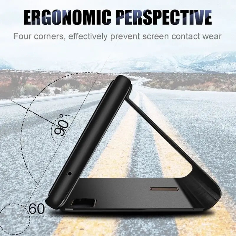 Window Case For Xiaomi Redmi Note 15 14 13 12C 14C 15C Mirror View PU Leather Flip Cover For Xiaomi Mi 17T 15T 14T POCO X7 X6