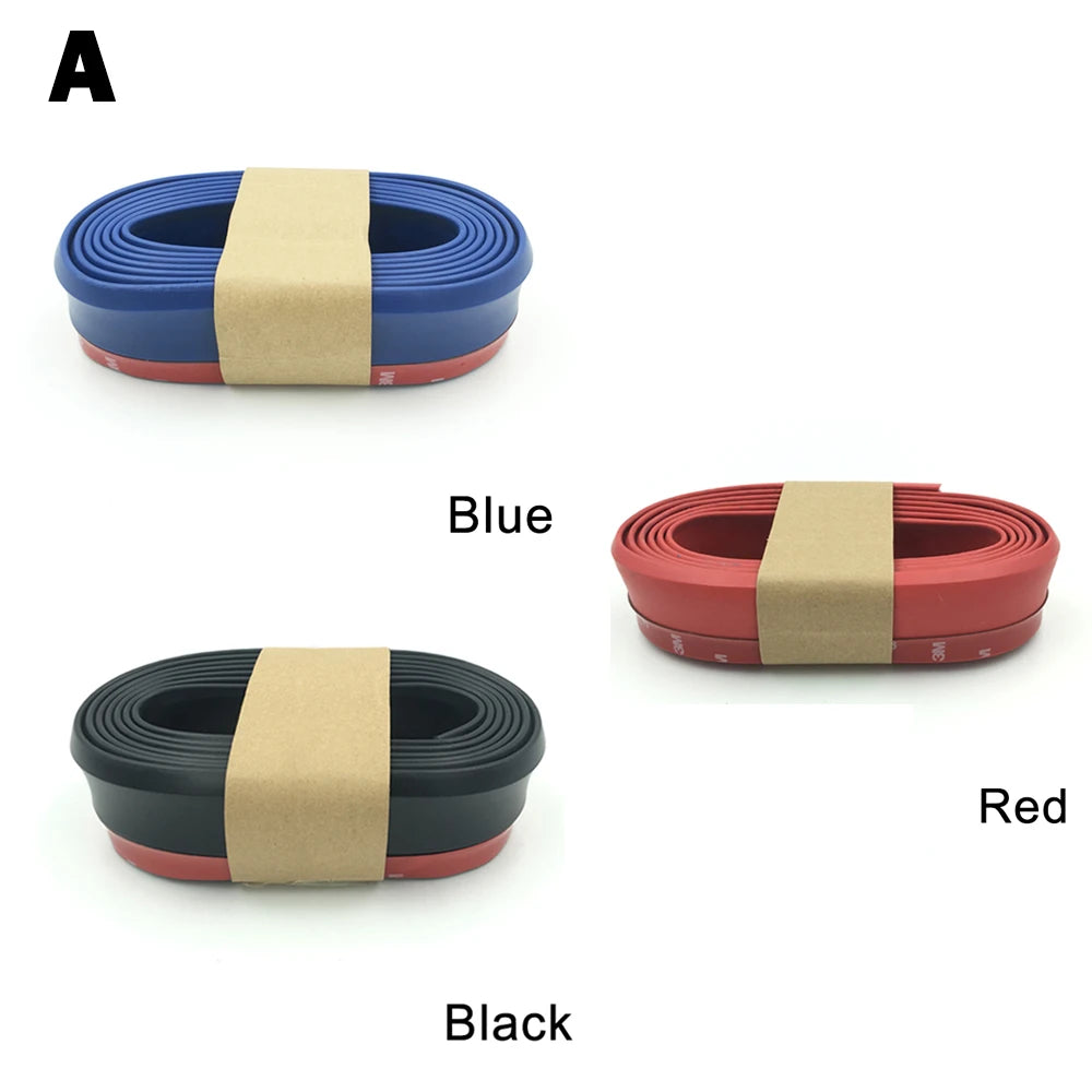 Car Front Bumper Lip Carbon Fiber Rubber Universal  Protector Bumper Lip Strip Spoiler Side Skirt Rubber Anti Scratch Protector
