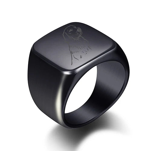 Free Engrave New Silver/Gold/Black/Blue Square Big Width Signet Rings Customized Fashion Finger Men Ring Titanium Steel Jewelry
