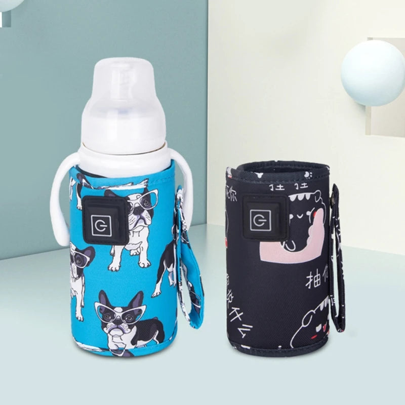 Portable USB Baby Bottle Warmer Travel Milk Warmer Infant Feeding Bottle Heated Cover Insulation Thermostat Food Heater