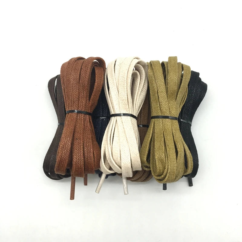 1Pair Waxed Flat Shoelaces Leather Waterproof Casual Shoes Laces Unisex Boots Shoelace Length 60 80 100 120 140 160 180CM P3