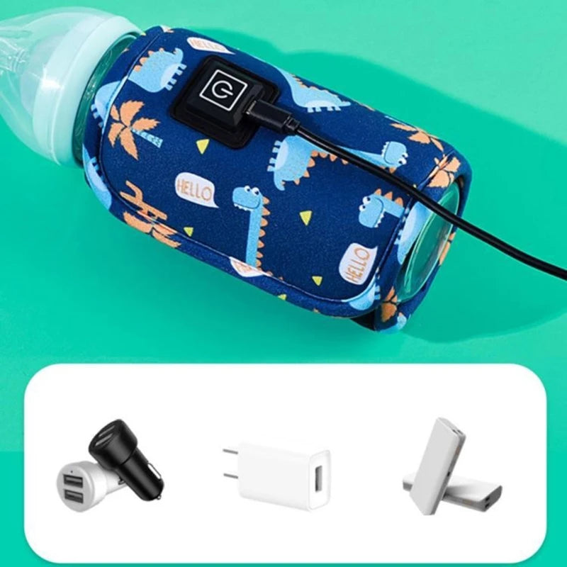 Portable USB Baby Bottle Warmer Travel Milk Warmer Infant Feeding Bottle Heated Cover Insulation Thermostat Food Heater