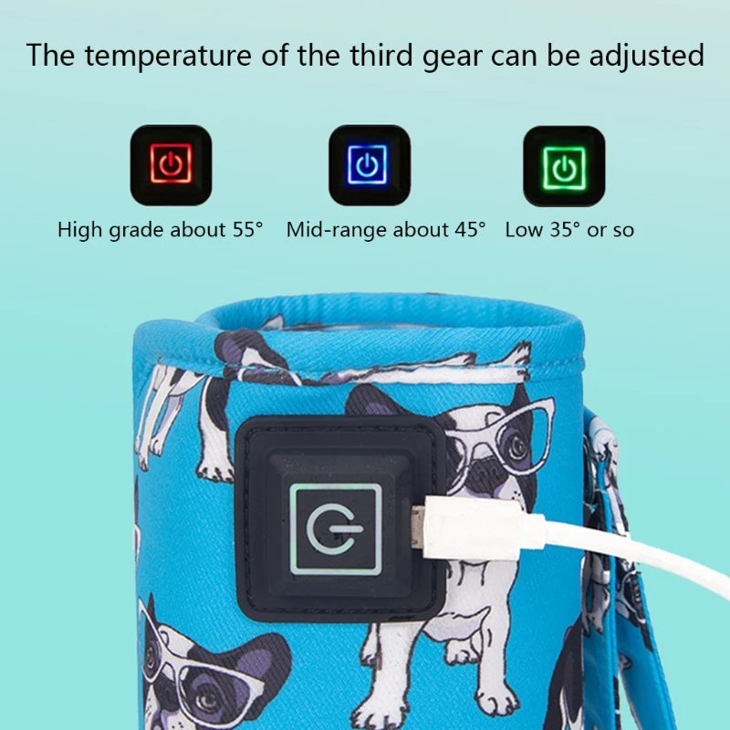 Portable USB Baby Bottle Warmer Travel Milk Warmer Infant Feeding Bottle Heated Cover Insulation Thermostat Food Heater