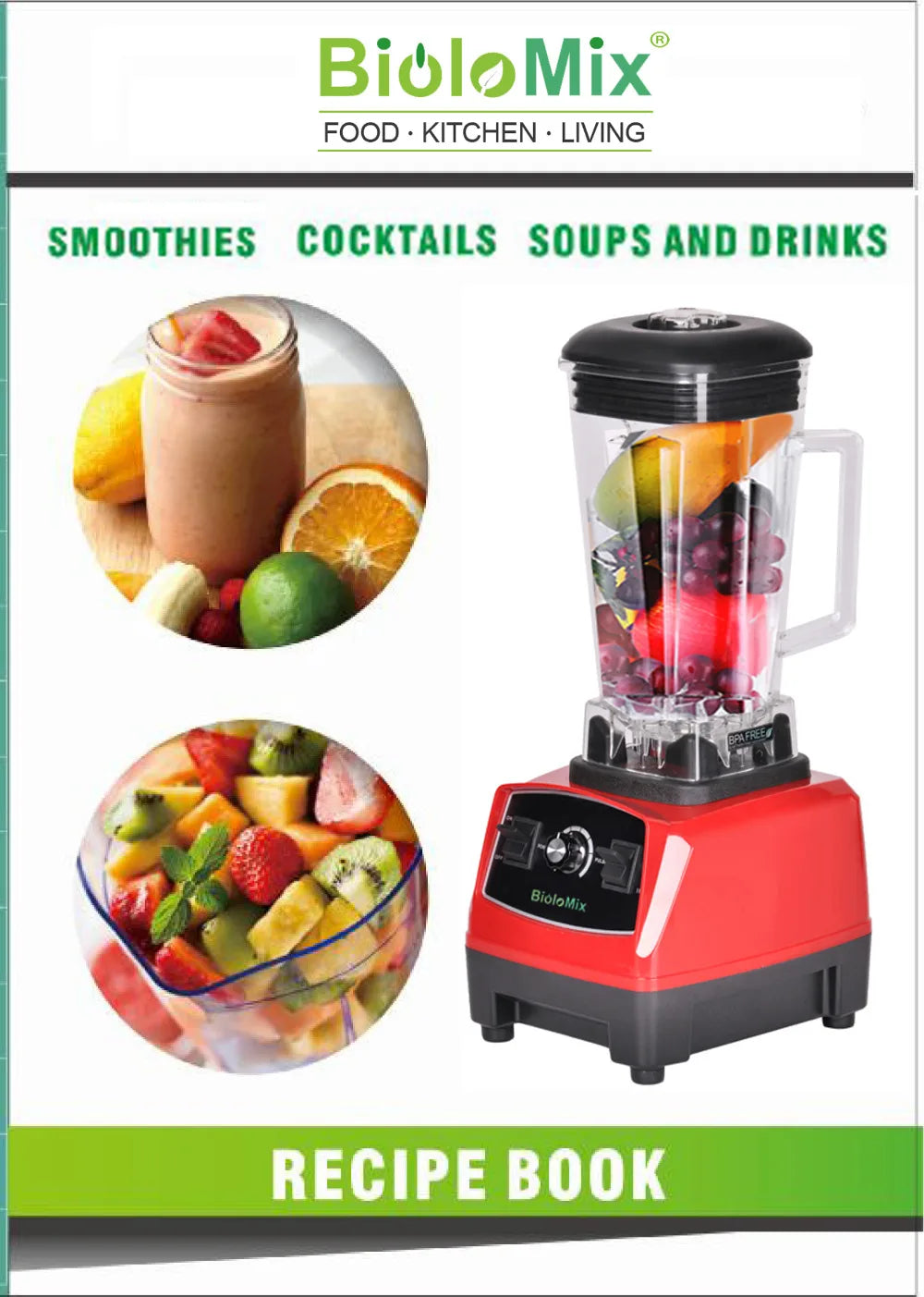Biolomix BPA Free 2200W Commercial Grade Timer Blender Mixer Heavy Duty Automatic Fruit Food Processor Ice Crusher Smoothies