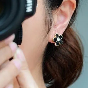 JIOFREE Korea Style Flower Shape Enamel Clip on Earrings Without Piercing for Girls Party Cute Lovely No Hole Ear Clip jewelry