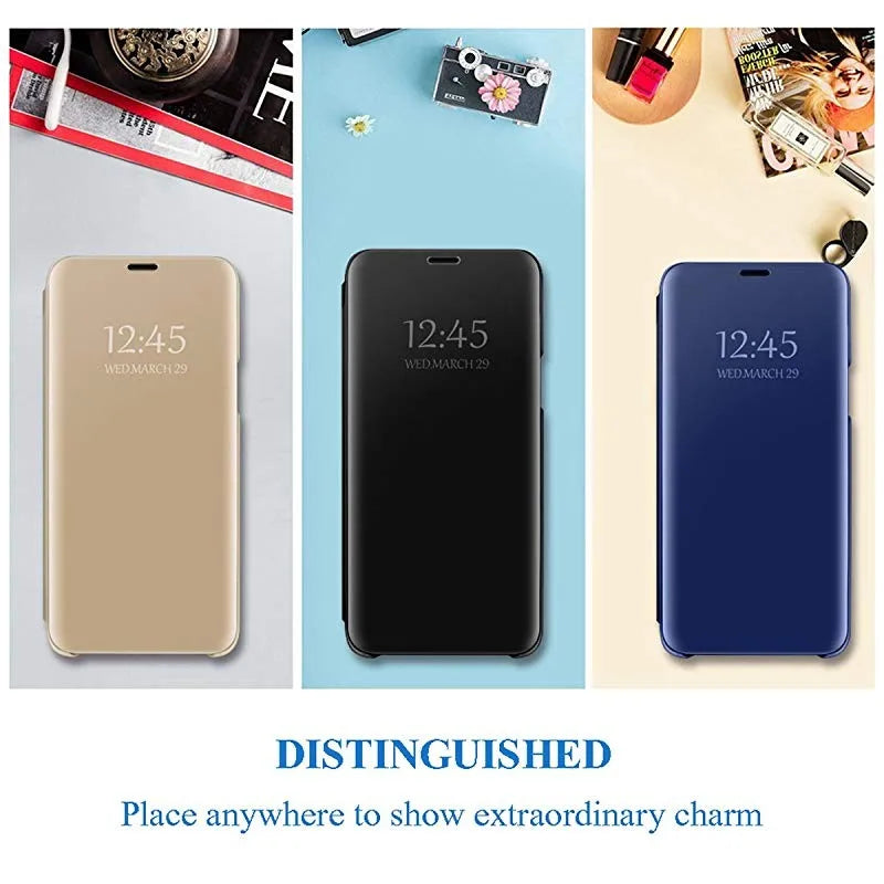 Window Case For Xiaomi Redmi Note 15 14 13 12C 14C 15C Mirror View PU Leather Flip Cover For Xiaomi Mi 17T 15T 14T POCO X7 X6