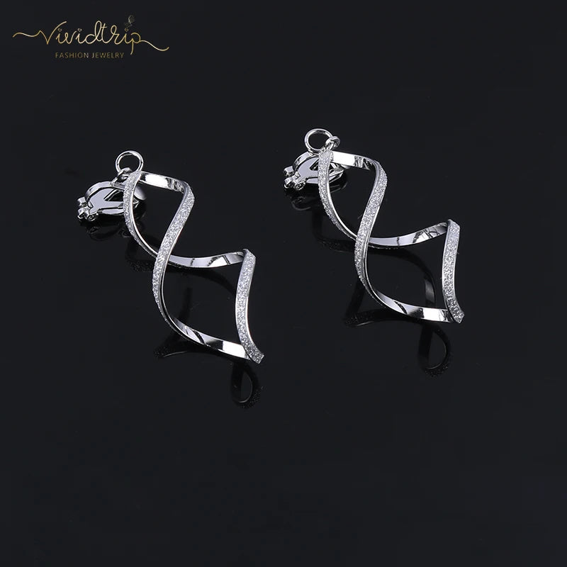 4 Color Geometry Irregular Metal Wave Pattern Glitter Clip on Earrings No Pierced for Women Minimalism Ear Clips Fashion Jewelry