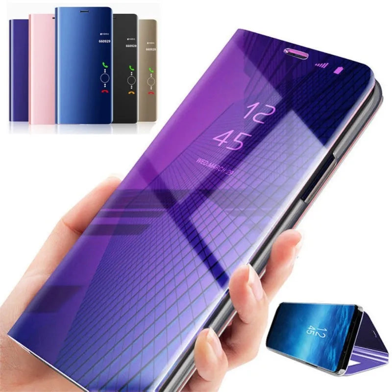 Window Case For Xiaomi Redmi Note 15 14 13 12C 14C 15C Mirror View PU Leather Flip Cover For Xiaomi Mi 17T 15T 14T POCO X7 X6
