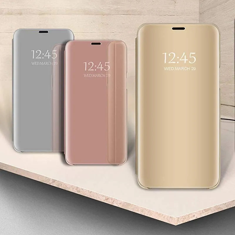 Window Case For Xiaomi Redmi Note 15 14 13 12C 14C 15C Mirror View PU Leather Flip Cover For Xiaomi Mi 17T 15T 14T POCO X7 X6
