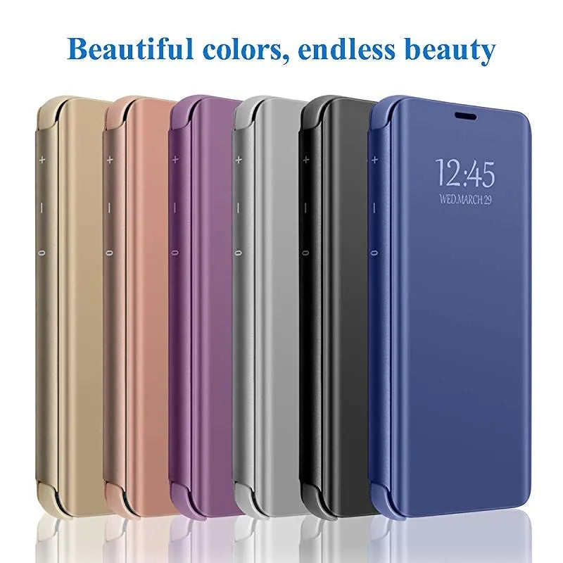 Window Case For Xiaomi Redmi Note 15 14 13 12C 14C 15C Mirror View PU Leather Flip Cover For Xiaomi Mi 17T 15T 14T POCO X7 X6
