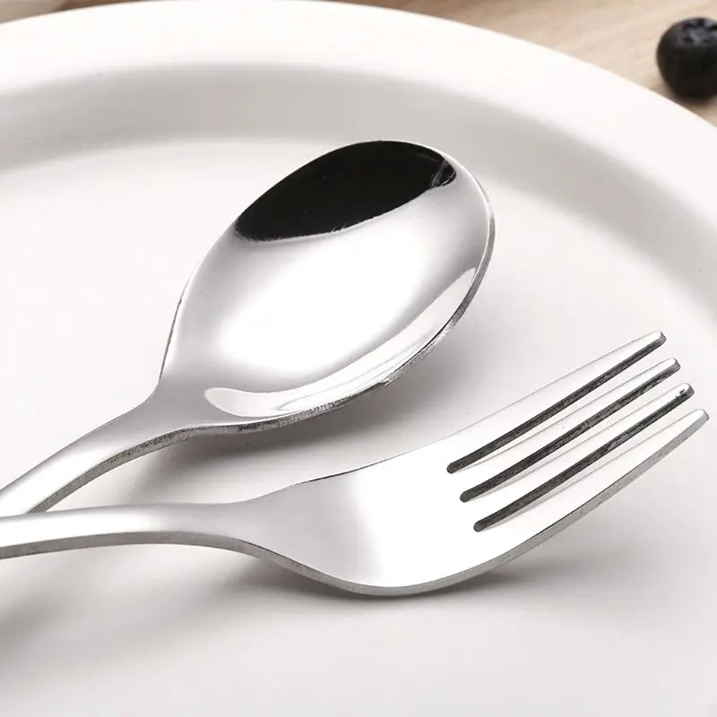 4pcs/Set Baby Teaspoon Spoon Food Feeding Fork Knife Utensils Stainless Steel Kids Learning Eating Habit Children Tableware