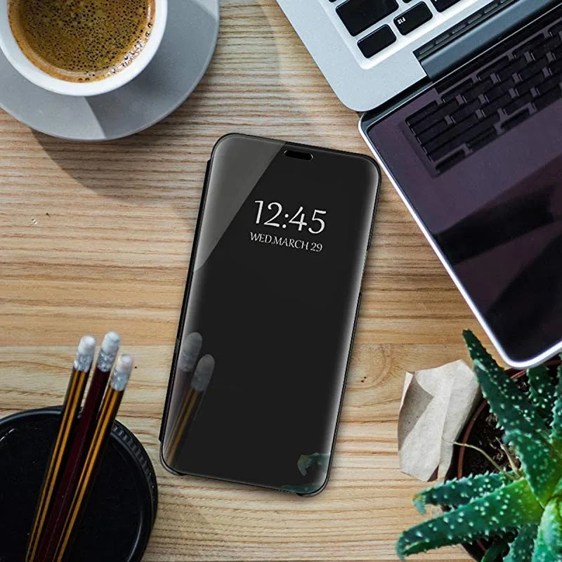 Window Case For Xiaomi Redmi Note 15 14 13 12C 14C 15C Mirror View PU Leather Flip Cover For Xiaomi Mi 17T 15T 14T POCO X7 X6