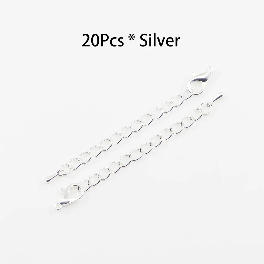 10pcs/lot 50 70mm Tone Extended Extension Tail Chain Lobster Clasps Connector For DIY Bracelet Necklace Jewelry Making Findings