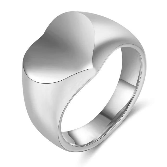 Customized Women Signet Ring Chunky Round Name Logo Stamp Stainless Steel Punk Candid Fashion Jewelry Female Wedding Accessories
