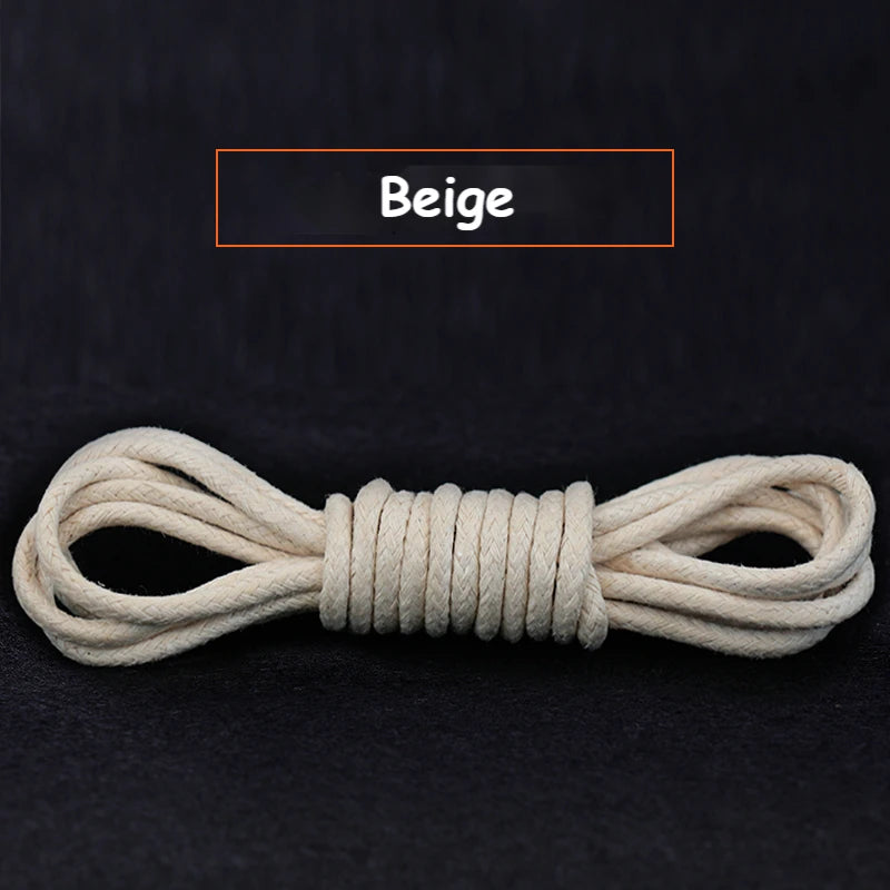 1Pair Cotton Waxed Shoelaces Round Oxford Shoe laces Boots Laces Waterproof Leather Shoelace Length 60/80/100/120/140/180cm