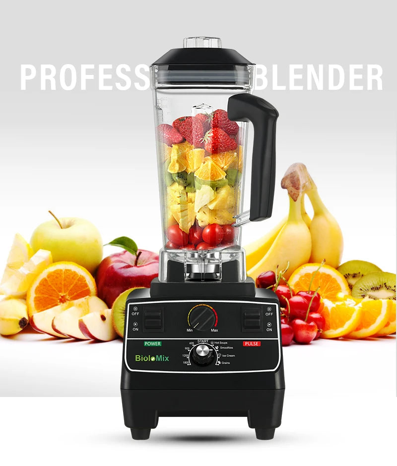 BioloMix BPA Free 2L Jar 2200W Professional Smart Timer Pre-programed Blender Mixer Juicer Food Processor Ice Smoothies Crusher