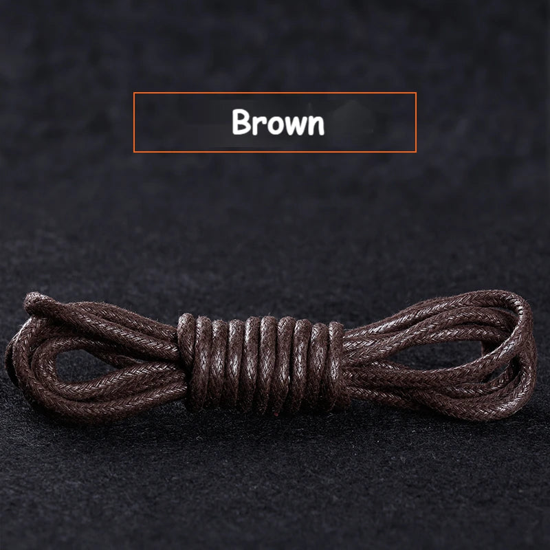 1Pair Cotton Waxed Shoelaces Round Oxford Shoe laces Boots Laces Waterproof Leather Shoelace Length 60/80/100/120/140/180cm