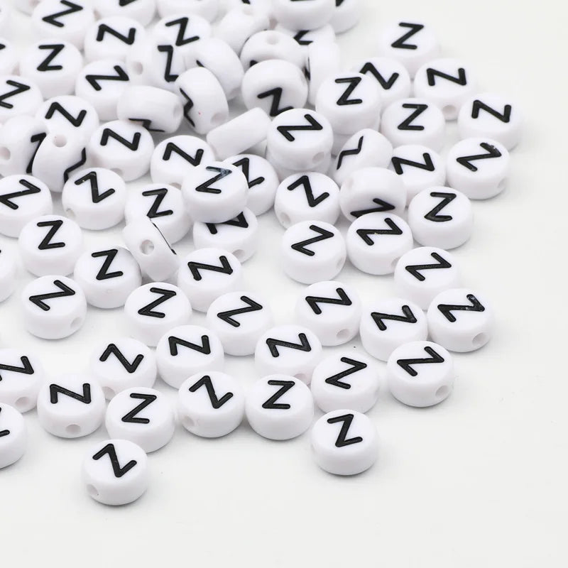 50/100/200pcs/lot 7x4mm White Round A-Z Alphabet Letter Acrylic Loose Spacer Beads for Jewelry Making Diy Bracelet Accessories