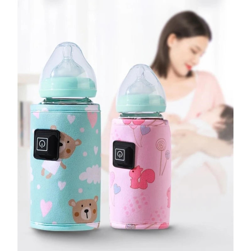 Portable USB Baby Bottle Warmer Travel Milk Warmer Infant Feeding Bottle Heated Cover Insulation Thermostat Food Heater