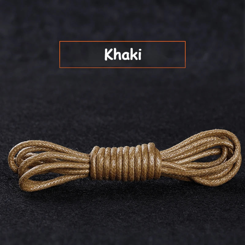 1Pair Cotton Waxed Shoelaces Round Oxford Shoe laces Boots Laces Waterproof Leather Shoelace Length 60/80/100/120/140/180cm