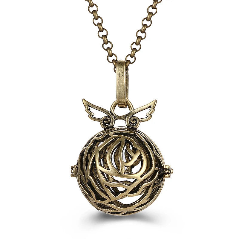 Mexico Chime Music Angel Ball Caller Locket Necklace Vintage Pregnancy Necklace Aromatherapy Essential Oil Diffuser Accessories