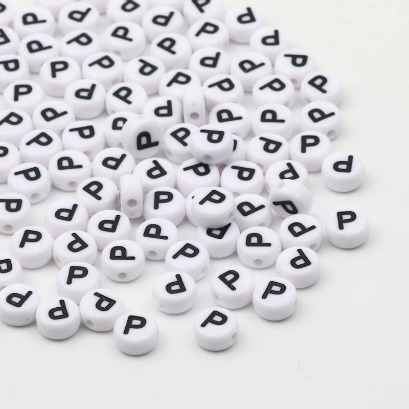 50/100/200pcs/lot 7x4mm White Round A-Z Alphabet Letter Acrylic Loose Spacer Beads for Jewelry Making Diy Bracelet Accessories