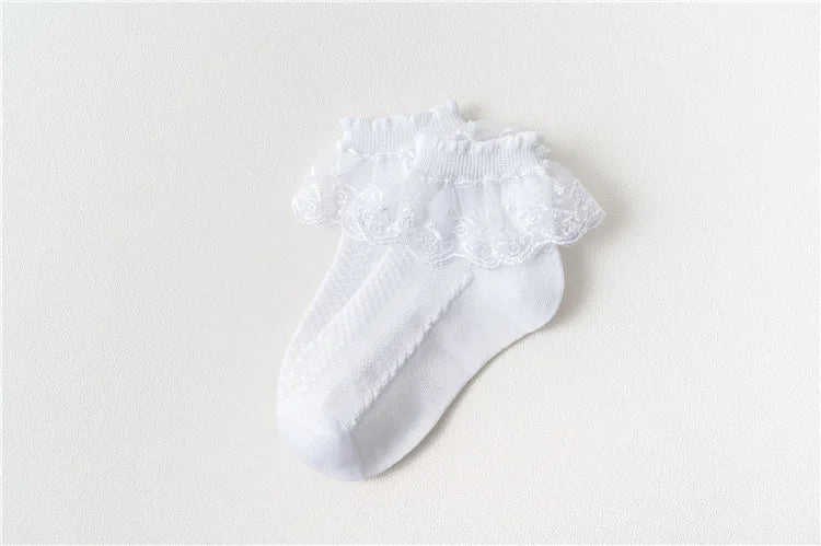 10 Pairs/lot Baby Girls Kids Socks Lace Ruffle Princess Mesh Children Ankle Short Breathable Cotton White Pink Blue Toddler Sock