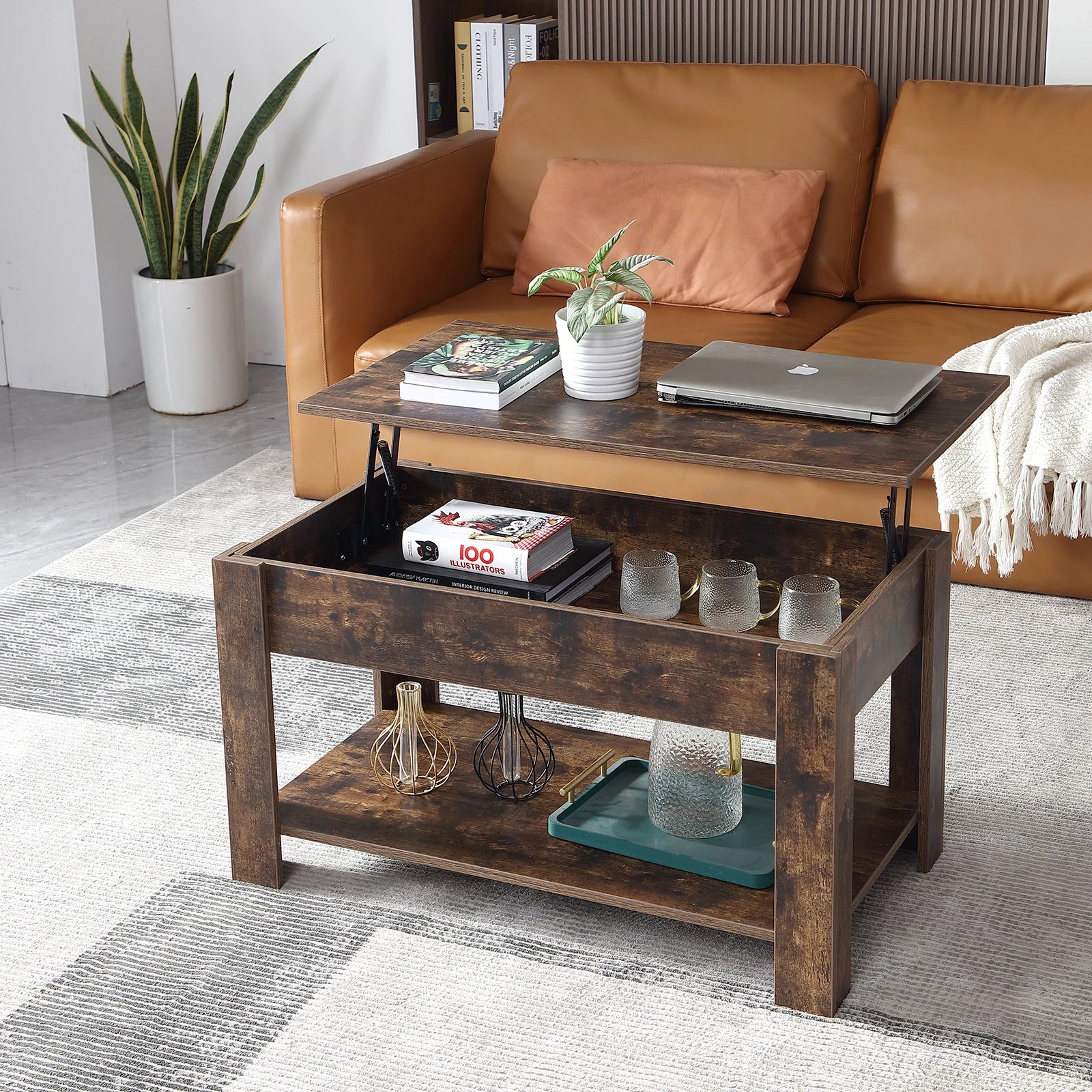 Small Modern Coffee Tables with Storage for Living Room Wood Lift Top Center Table Farmhouse