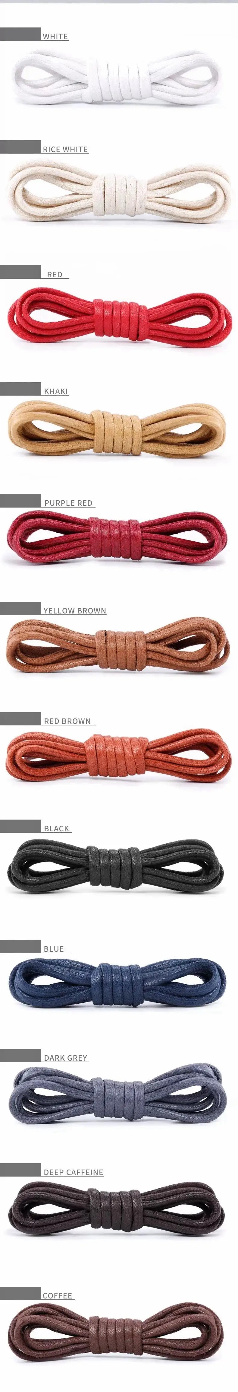1Pair Cotton Waxed Shoelaces Round Oxford Shoe laces Boots Laces Waterproof Leather Shoelace Length 60/80/100/120/140/180cm