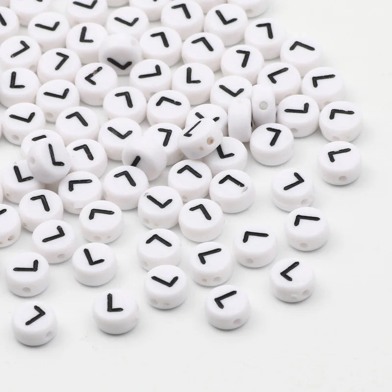 50/100/200pcs/lot 7x4mm White Round A-Z Alphabet Letter Acrylic Loose Spacer Beads for Jewelry Making Diy Bracelet Accessories