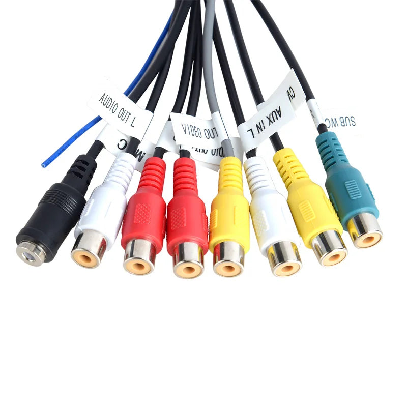 ESSGOO Car Radio 3.5mm Microphone Subwoofer Wires Mic 20 Pin RCA Cable For Android Stereo Output Subwoofer Kit