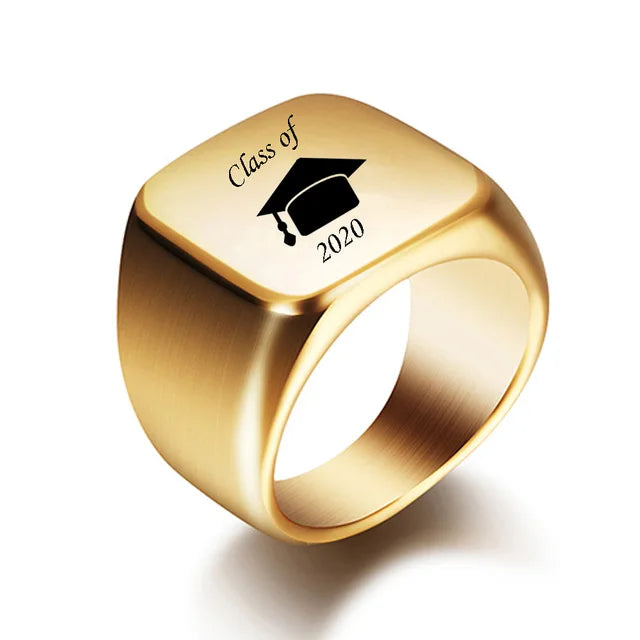Free Engrave New Silver/Gold/Black/Blue Square Big Width Signet Rings Customized Fashion Finger Men Ring Titanium Steel Jewelry
