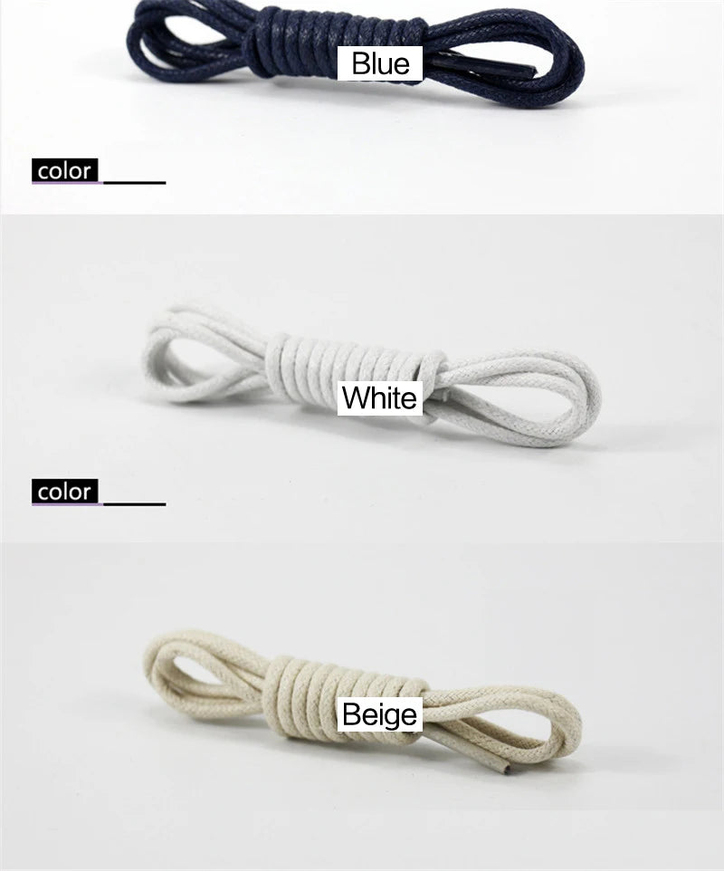 1Pair Waxed Cotton Round Shoe laces Coloured Leather Shoes lace Waterproof ShoeLaces Men Boots Shoelace Shoestring