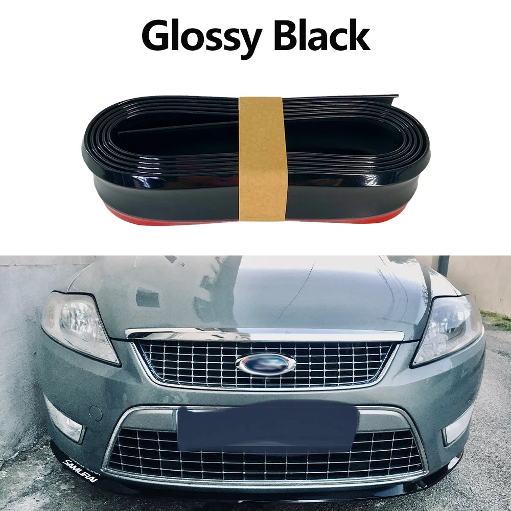 Car Front Bumper Lip Carbon Fiber Rubber Universal  Protector Bumper Lip Strip Spoiler Side Skirt Rubber Anti Scratch Protector