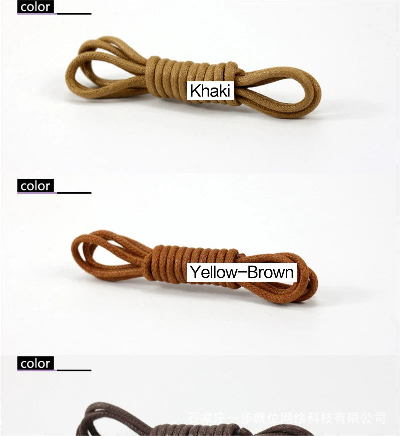 1Pair Waxed Cotton Round Shoe laces Coloured Leather Shoes lace Waterproof ShoeLaces Men Boots Shoelace Shoestring