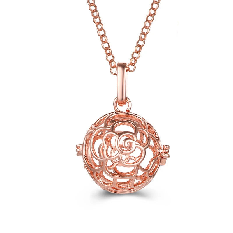 Mexico Chime Music Angel Ball Caller Locket Necklace Vintage Pregnancy Necklace Aromatherapy Essential Oil Diffuser Accessories