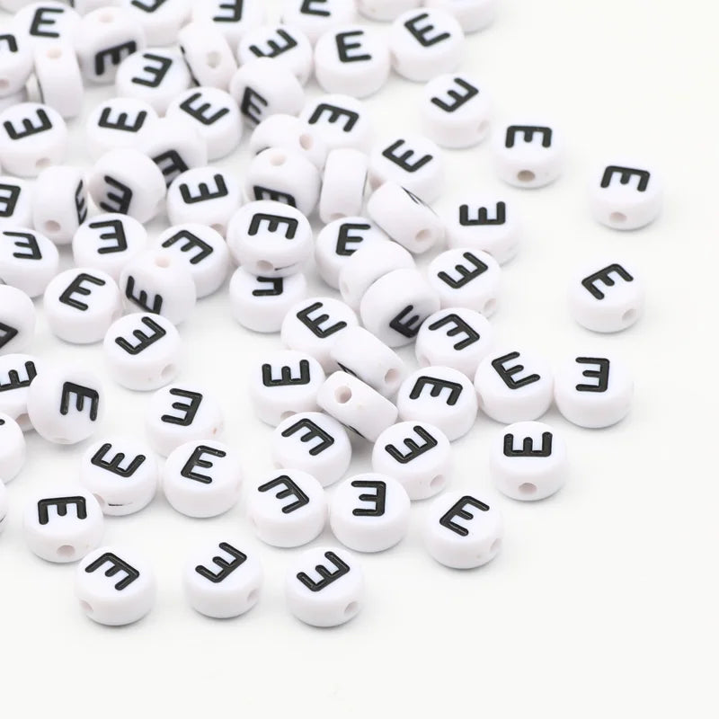 50/100/200pcs/lot 7x4mm White Round A-Z Alphabet Letter Acrylic Loose Spacer Beads for Jewelry Making Diy Bracelet Accessories