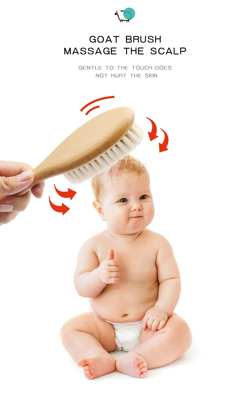 Baby Hair Brush for Hair Personalized Baby Brush Soft Goat Bristle Kids Hair Brush Newborn Hair Comb for Care