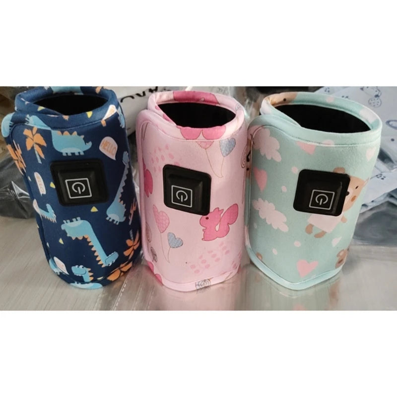 Portable USB Baby Bottle Warmer Travel Milk Warmer Infant Feeding Bottle Heated Cover Insulation Thermostat Food Heater