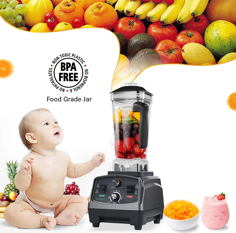 Biolomix BPA Free 2200W Commercial Grade Timer Blender Mixer Heavy Duty Automatic Fruit Food Processor Ice Crusher Smoothies