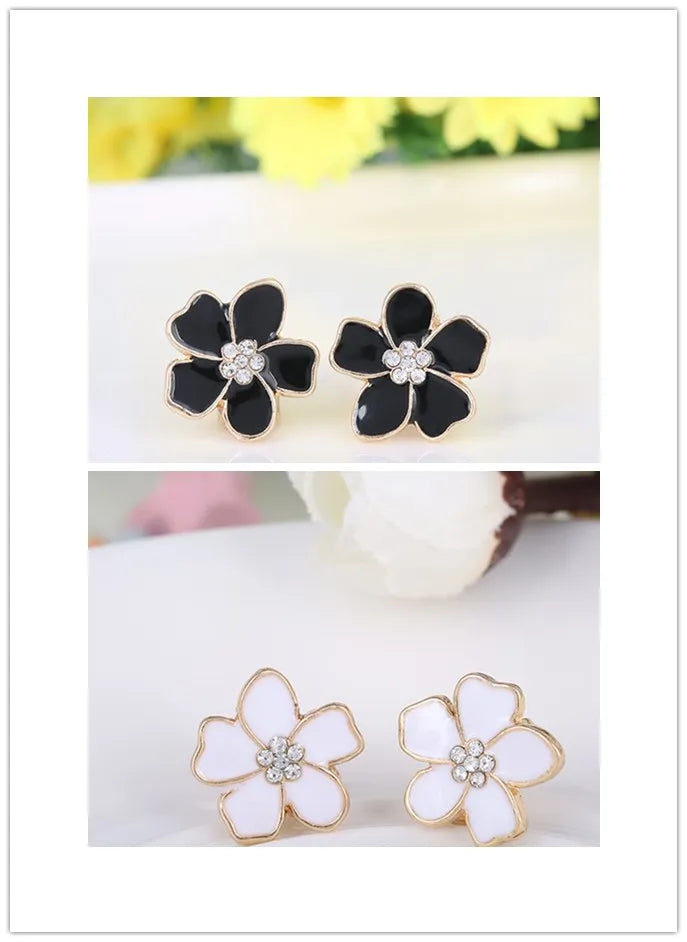 JIOFREE Korea Style Flower Shape Enamel Clip on Earrings Without Piercing for Girls Party Cute Lovely No Hole Ear Clip jewelry