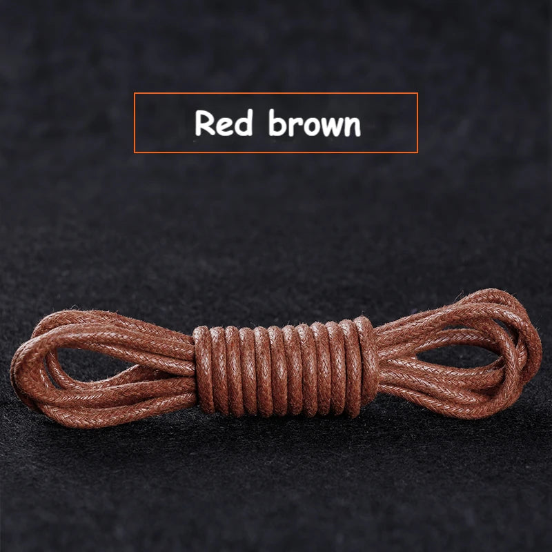 1Pair Cotton Waxed Shoelaces Round Oxford Shoe laces Boots Laces Waterproof Leather Shoelace Length 60/80/100/120/140/180cm