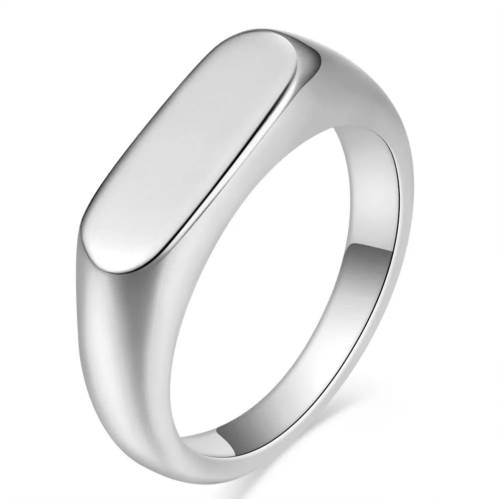 Gothic INS Signet Rings for Men Punk Black Oil Pinky Ring Gold Color Tone Stainless Steel Chunky Boys Teens Fraternal Jewelry