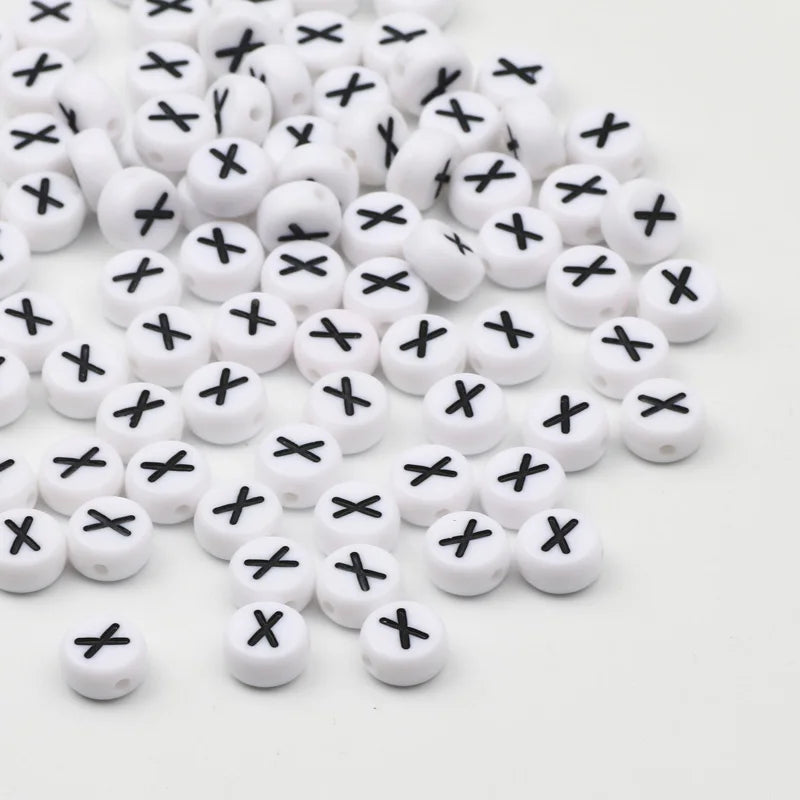 50/100/200pcs/lot 7x4mm White Round A-Z Alphabet Letter Acrylic Loose Spacer Beads for Jewelry Making Diy Bracelet Accessories