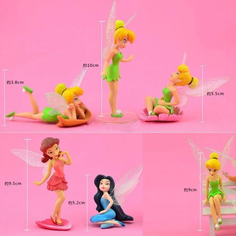 Anime Tinkerbell Fairy Figure Toy Tinker Bell 6Pcs/Set PVC Action Figures Dolls
