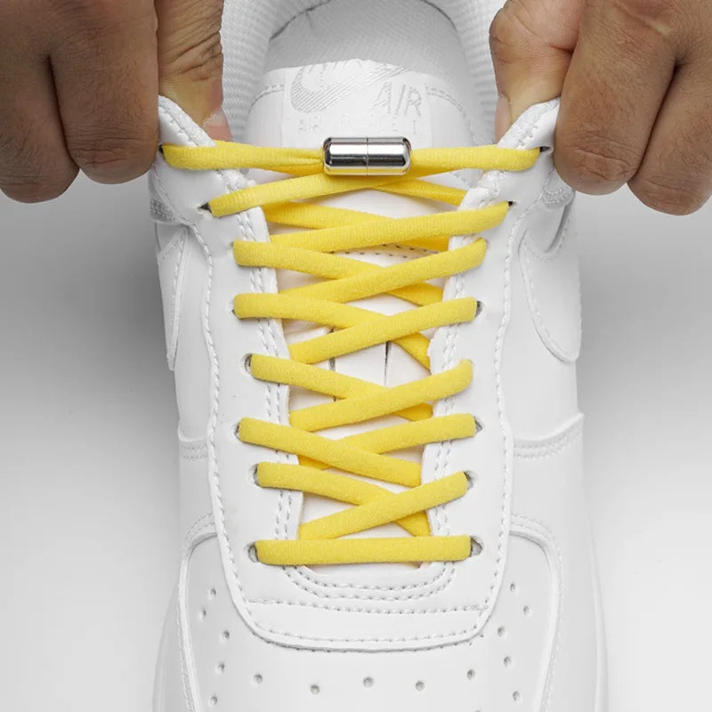 4Pcs/1Pair 100cm Elastic No Tie Shoelaces Metal Lock Shoe Laces For Kids Adult Sneakers Quick Shoelaces Semicircle Shoestrings
