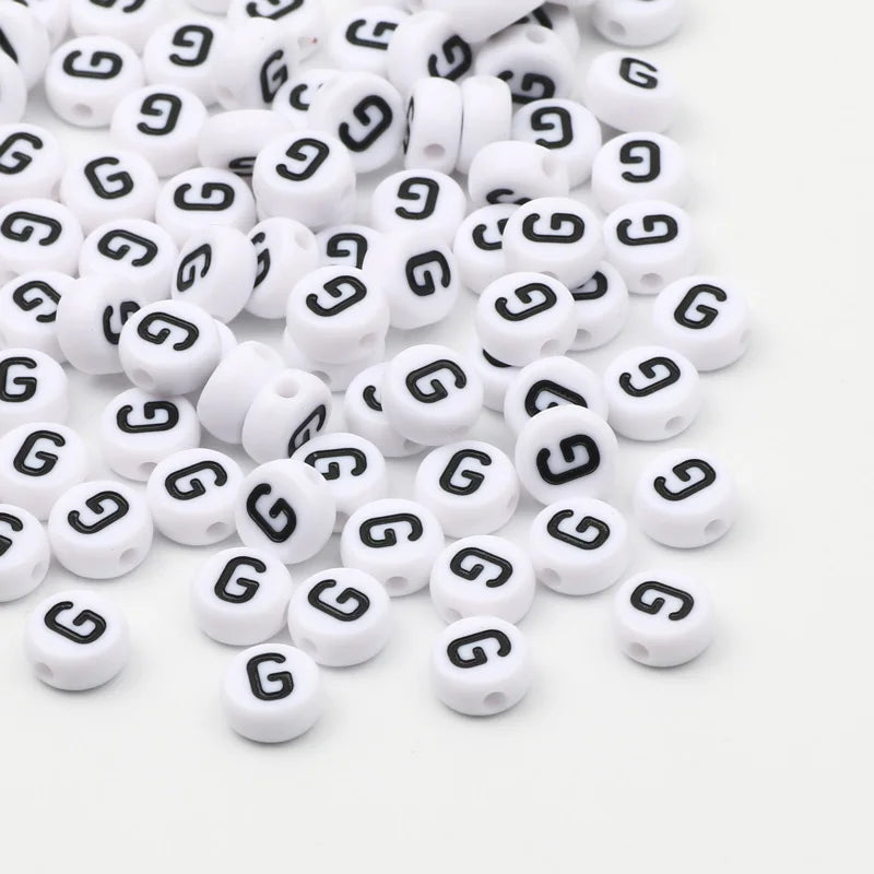 50/100/200pcs/lot 7x4mm White Round A-Z Alphabet Letter Acrylic Loose Spacer Beads for Jewelry Making Diy Bracelet Accessories