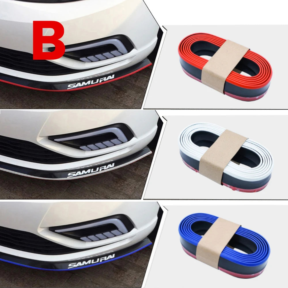 Car Front Bumper Lip Carbon Fiber Rubber Universal  Protector Bumper Lip Strip Spoiler Side Skirt Rubber Anti Scratch Protector